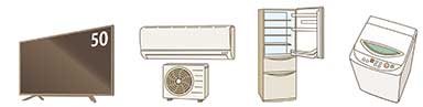 家電4品目（エアコン、テレビ、冷蔵庫、洗濯機・衣類乾燥機）